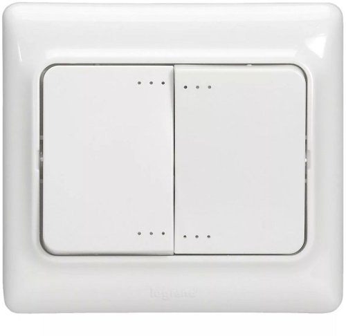 Выключатель с подсветкой с рамкой Legrand Kaptika 2-кл. белый картинка